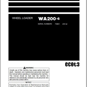 Komatsu WA200-6 Operation & Maintenance Manual PEN01855-00