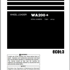 Komatsu WA200-6 Operation & Maintenance Manual PEN01857-00