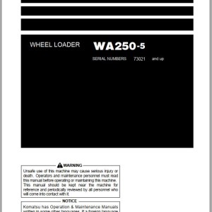 Komatsu WA250-5 Operation & Maintenance Manual PEN01787-00
