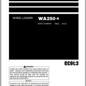 Komatsu WA250-6 Operation & Maintenance Manual PEN01858-00