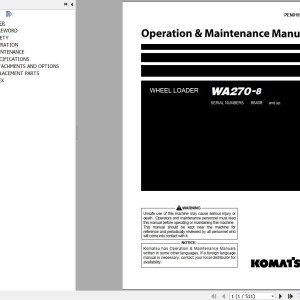 Komatsu WA270-8 Operation & Maintenance Manual PEN01890-00