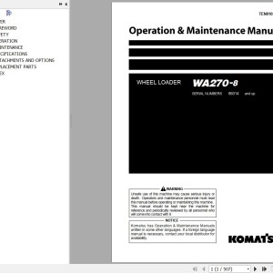 Komatsu WA270-8 Operation & Maintenance Manual TEN01057-00