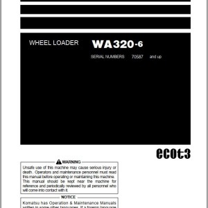 Komatsu WA320-6 Operation & Maintenance Manual PEN00860-09