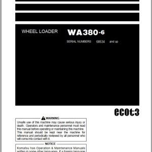 Komatsu WA380-6 Operation & Maintenance Manual PEN01864-00
