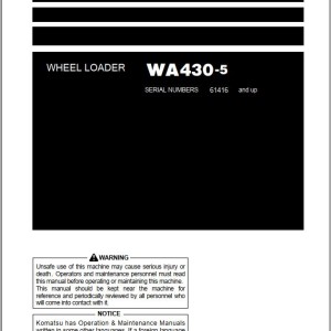 Komatsu WA430-5 Operation & Maintenance Manual PEN01767-01