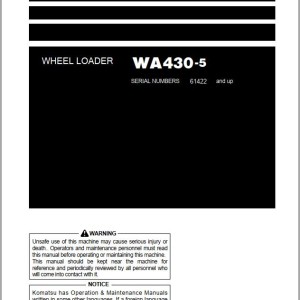 Komatsu WA430-5 Operation & Maintenance Manual PEN01884-00