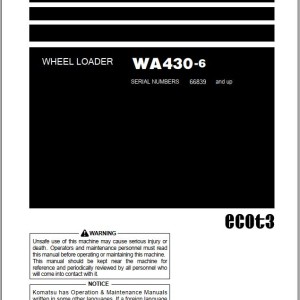 Komatsu WA430-6 Operation & Maintenance Manual PEN01867-00