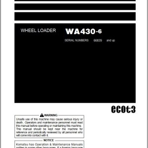 Komatsu WA430-6 Operation & Maintenance Manual TEN01104-00