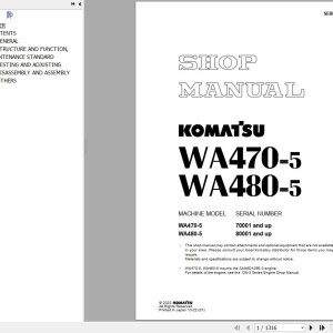 Komatsu WA470-5 WA480-5 Shop Manual SEBM024419