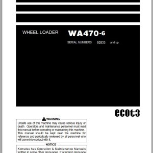 Komatsu WA470-6A Operation & Maintenance Manual PEN01870-00