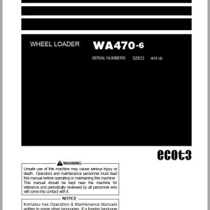 Komatsu WA470-6A Operation & Maintenance Manual PEN01871-00