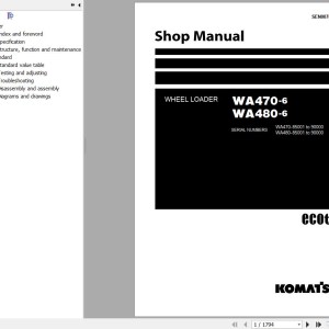 Komatsu WA470-6 WA480-6 Shop Manual SEN00783-14