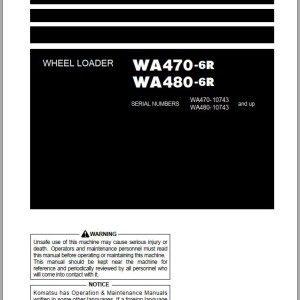 Komatsu WA470-6R WA480-6R Operation & Maintenance Manual PEN01666-02