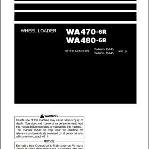 Komatsu WA470-6R WA480-6R Operation & Maintenance Manual PEN01874-01