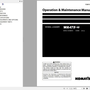 Komatsu WA475-10 Operation & Maintenance Manual TEN01121-00