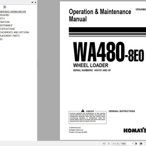 Komatsu WA480-8E0 Operation & Maintenance Manual VENAM54002