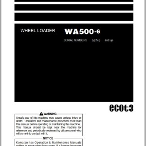 Komatsu WA500-6 Operation & Maintenance Manual PEN01741-01