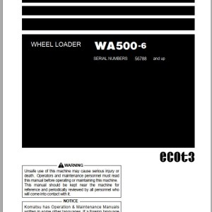 Komatsu WA500-6 Operation & Maintenance Manual TEN01106-00