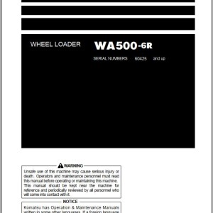 Komatsu WA500-6R Operation & Maintenance Manual PEN01878-00
