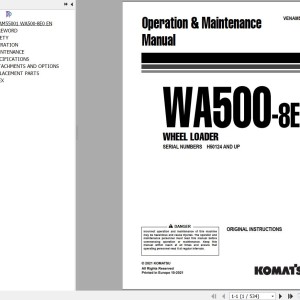 Komatsu WA500-8E0 Operation & Maintenance Manual VENAM55001