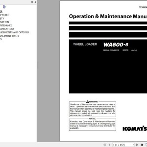 Komatsu WA600-8 Operation & Maintenance Manual TEN00968-06