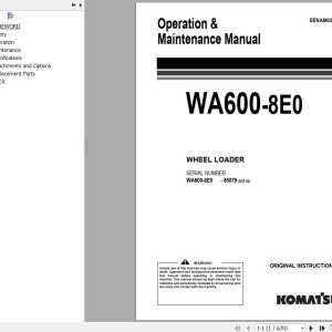 Komatsu WA600-8E0 Operation & Maintenance Manual EENAM03923