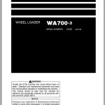 Komatsu WA700-3 Operation & Maintenance Manual TEN00297-07