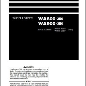 Komatsu WA800-3E0 WA900-3E0 Operation & Maintenance Manual PEN00686-15