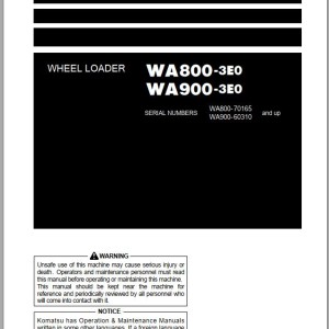 Komatsu WA800-3E0 WA900-3E0 Operation & Maintenance Manual PEN01127-09
