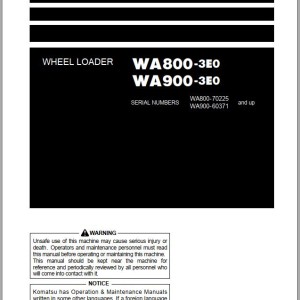 Komatsu WA800-3E0 WA900-3E0 Operation & Maintenance Manual PEN01926-00