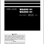 Komatsu WA800-3E0 WA900-3E0 Operation & Maintenance Manual TEN00650-14