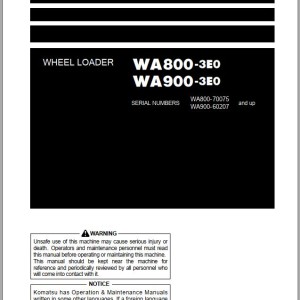 Komatsu WA800-3E0 WA900-3E0 Operation & Maintenance Manual TEN00650-14