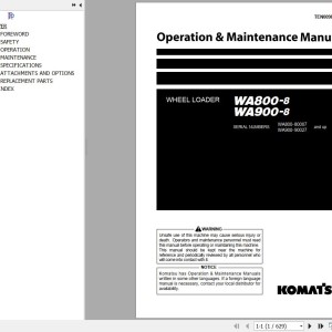 Komatsu WA800-8 WA900-8 Operation & Maintenance Manual TEN00984-04