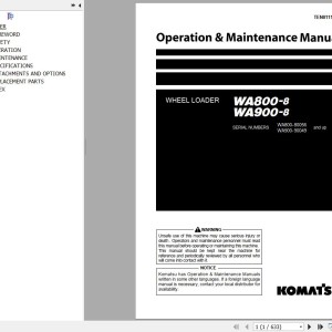 Komatsu WA800-8 WA900-8 Operation & Maintenance Manual TEN01118-00