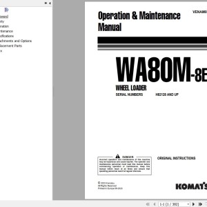Komatsu WA80M-8E0 Operation & Maintenance Manual VENAM08002