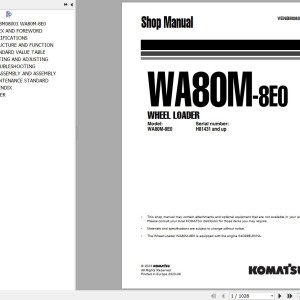 Komatsu WA80M-8E0 Shop Manual VENBM08003