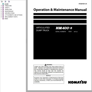 Komatsu HM400-5 Operation & Maintenance Manual PEN01001-05