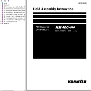 Komatsu HM400-5E0 Field Assembly Instruction GEN00191-02