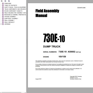Komatsu 730E-10 Field Assembly Instruction CEAW012006