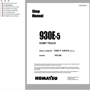 Komatsu 930E-5 Shop Manual CEBM036500