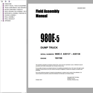 Komatsu 980E-5 Field Assembly Manual CEAW013301