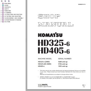 Komatsu HD325-6 HD405-6 Operation & Maintenance Manual SEAM000817T