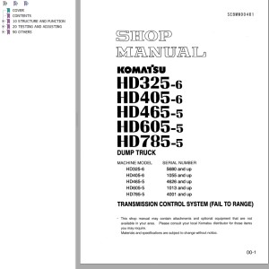 Komatsu HD325-6 HD405-6 HD465-5 HD605-5 HD785-5 Shop Manual SEBMW00401