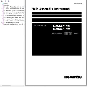 Komatsu HD465-8E0 HD605-8E0 Field Assembly Instruction GEN00198-03