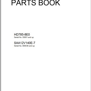 Komatsu HD785-8E0 SAA12V140E-7 Parts Book FEN04789-00
