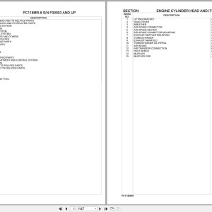 Komatsu PC118MR-8 SN F00003 And Up Parts Catalog PDF