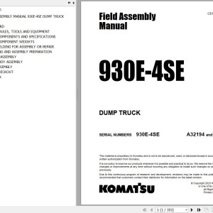 Komatsu 930E-4SE Field Assembly Manual CEAW011301