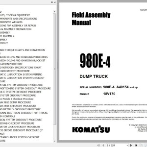 Komatsu 980E-4 Field Assembly Manual CEAW011103