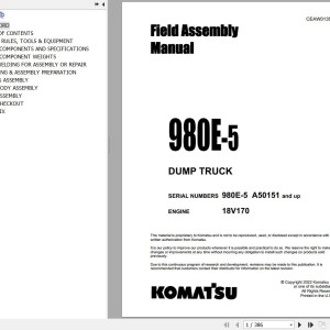 Komatsu 980E-5 Field Assembly Manual CEAW013500