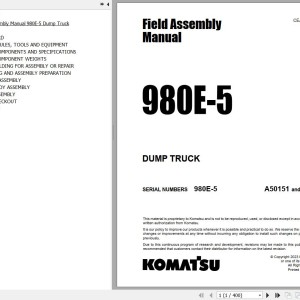 Komatsu 980E-5 Field Assembly Manual CEAW013502